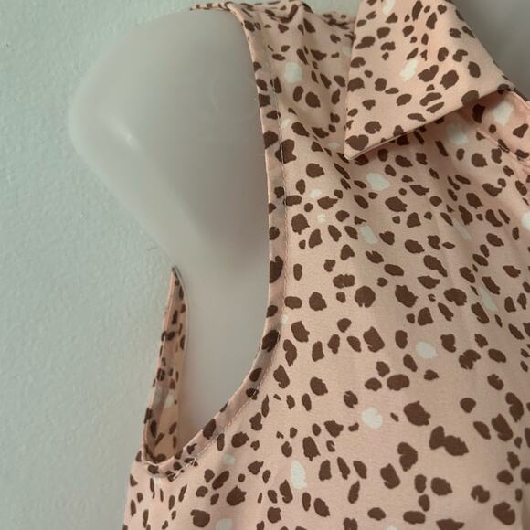 Pleione Women's Collared Pink Animal Print Peplum Wrap Top XS NWOT - Picture 7 of 10